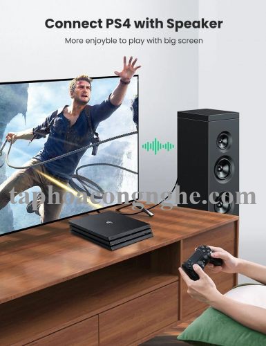 Ugreen 70893 3M cáp quang Toslink Optical đầu mạ vàng 24k âm thanh 7.1 màu đen AV122 30070893